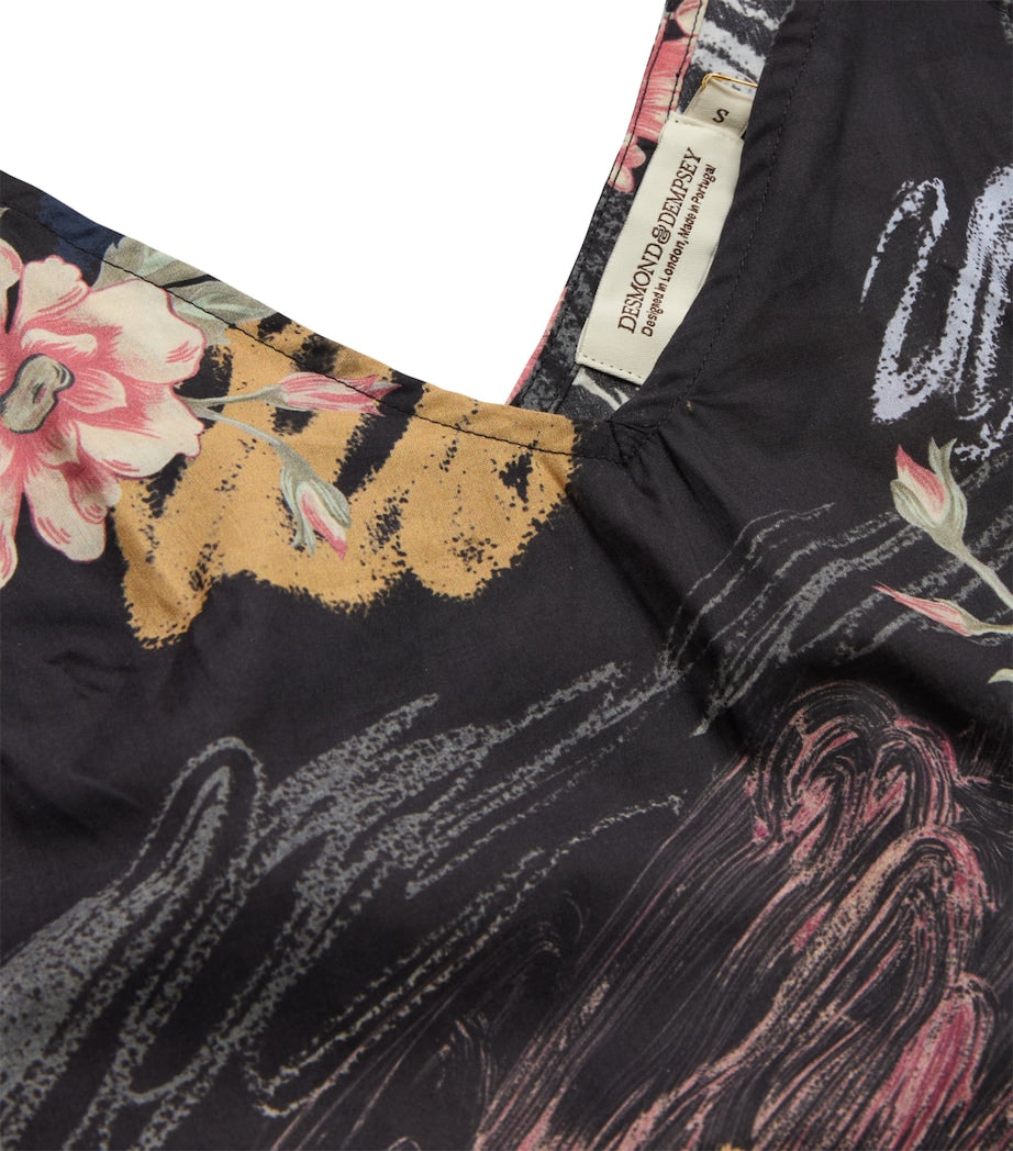 Desmond & Dempsey Multi Organic Cotton Love Print V-Neck Nightie