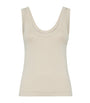 Brunello Cucinelli Beige Stretch-Cotton Ribbed Tank Top