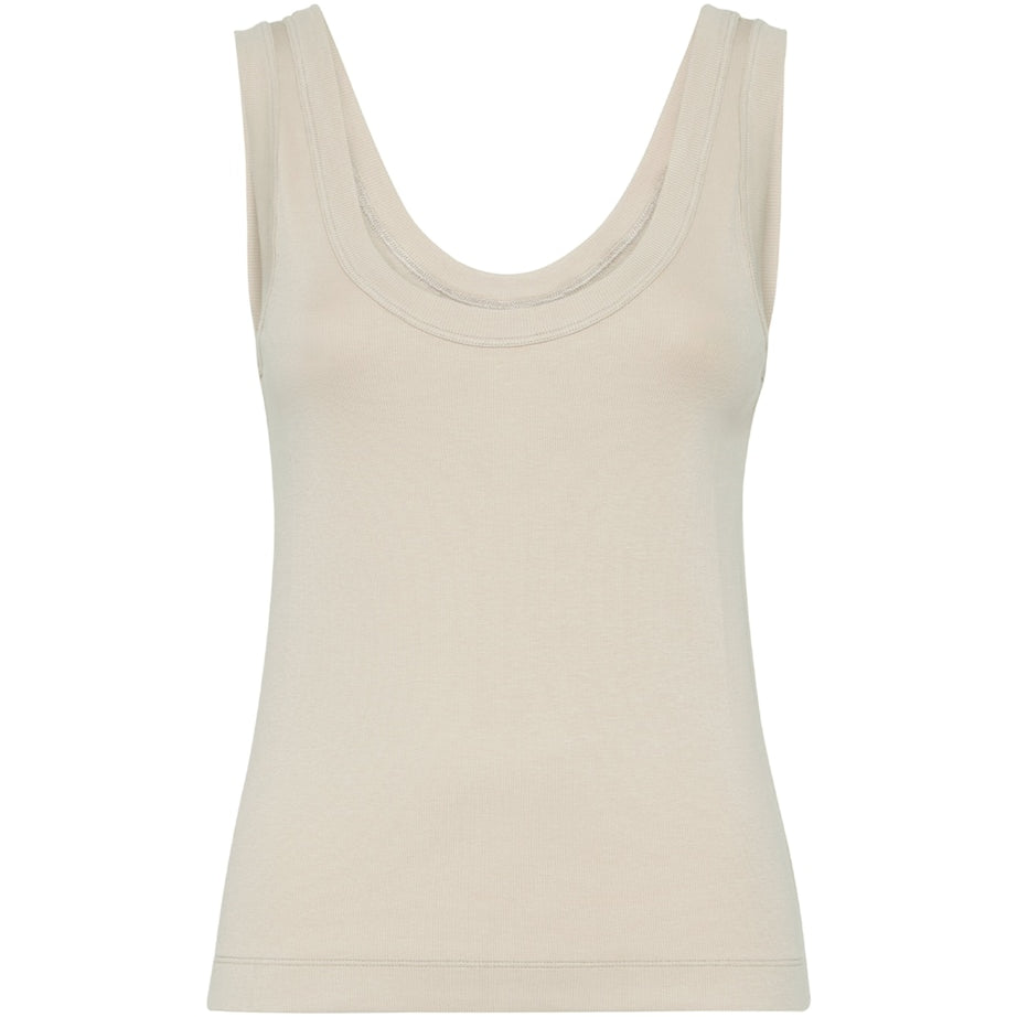 Brunello Cucinelli Beige Stretch-Cotton Ribbed Tank Top