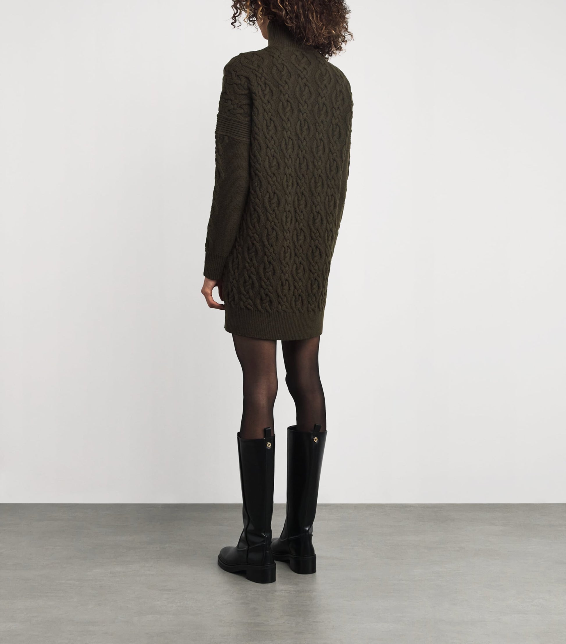Green Wool-Cashmere Cable-Knit Mini Dress