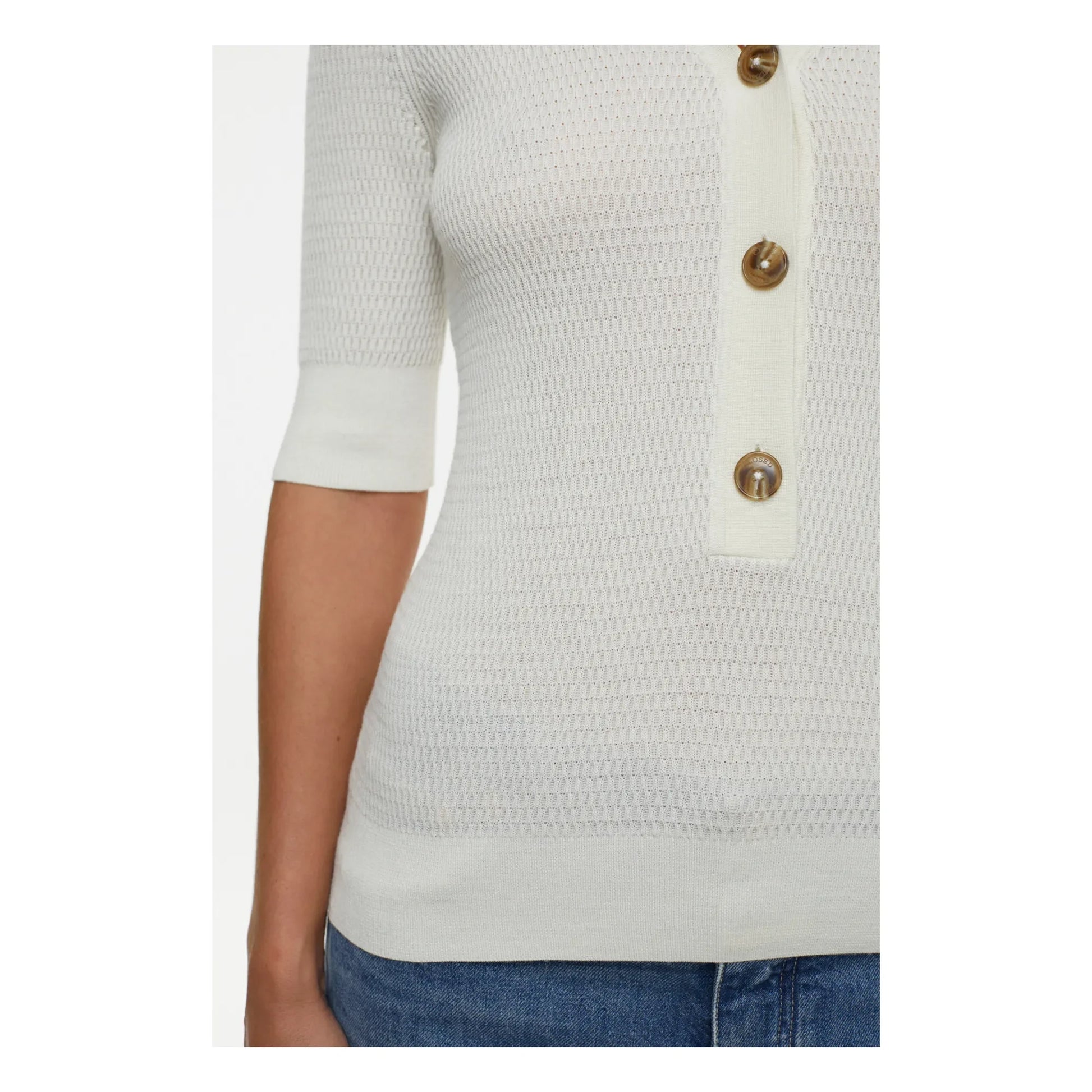 Closed - Short-sleeved V-neck polo shirt | Ivory