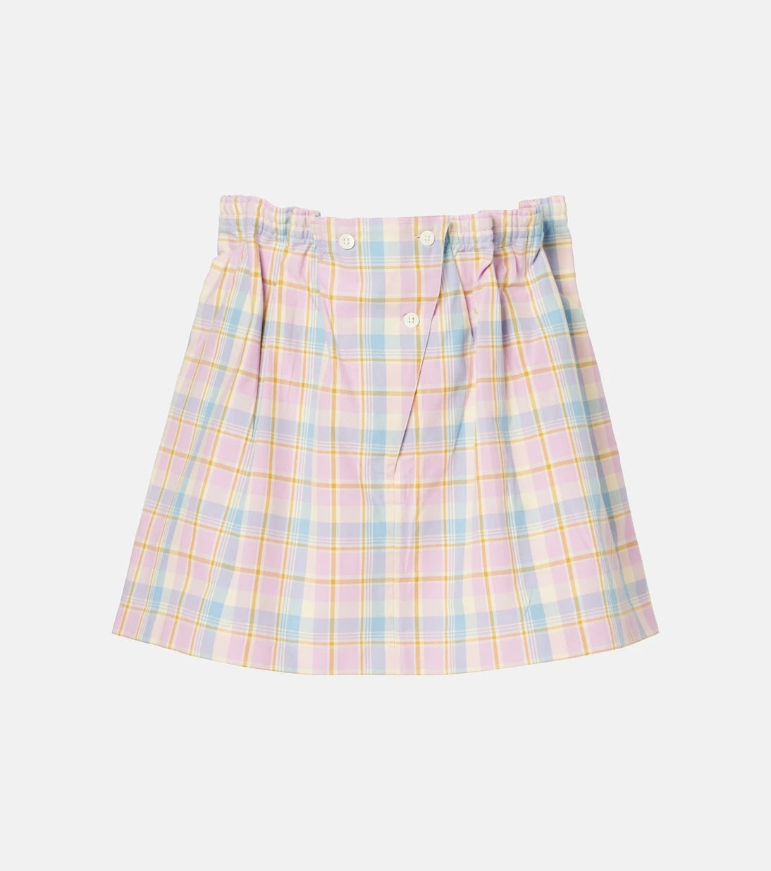 Prada - Checked gathered cotton miniskirt