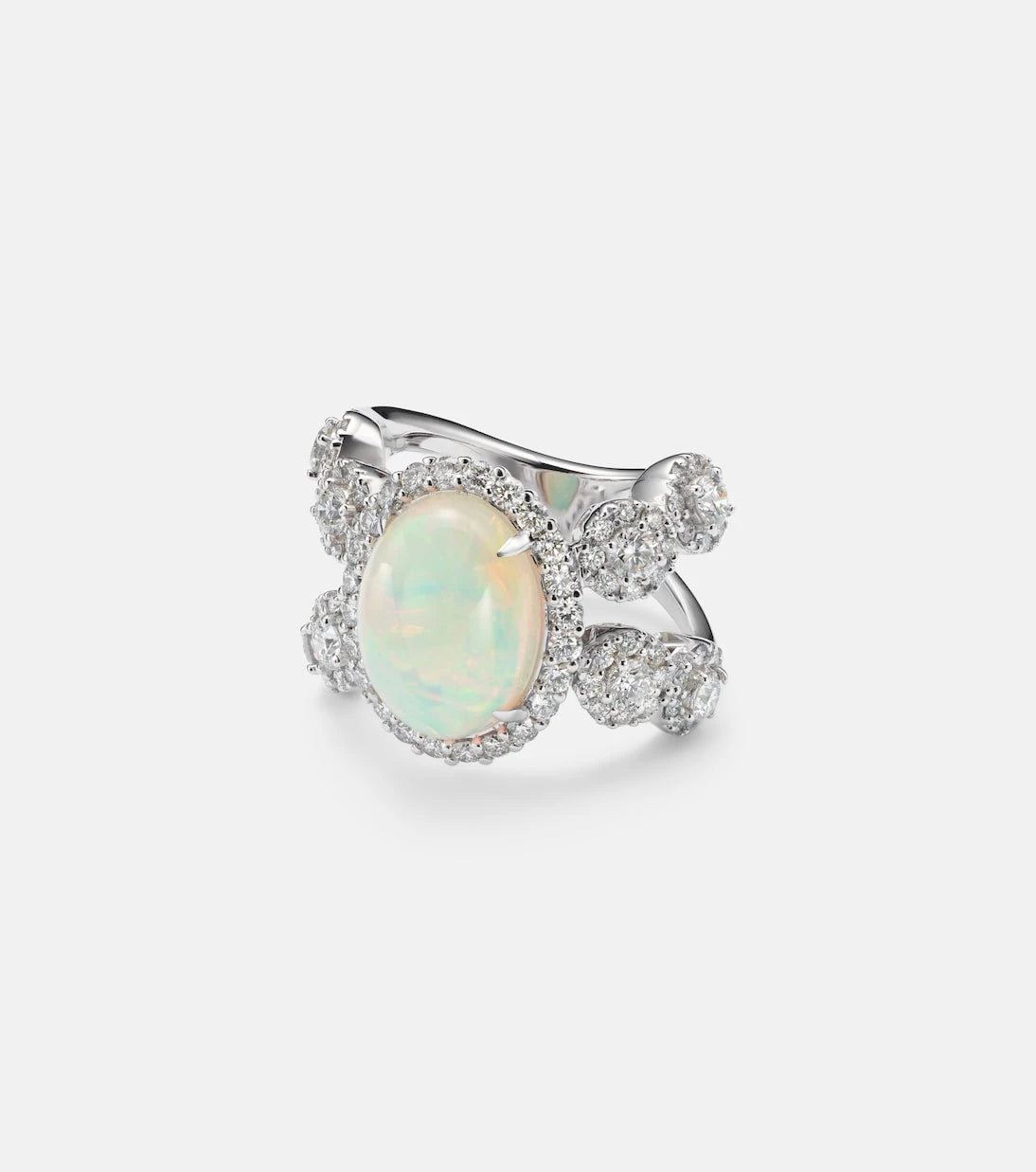 Yeprem - Reign Supreme 18kt white gold ring with diamonds and opal