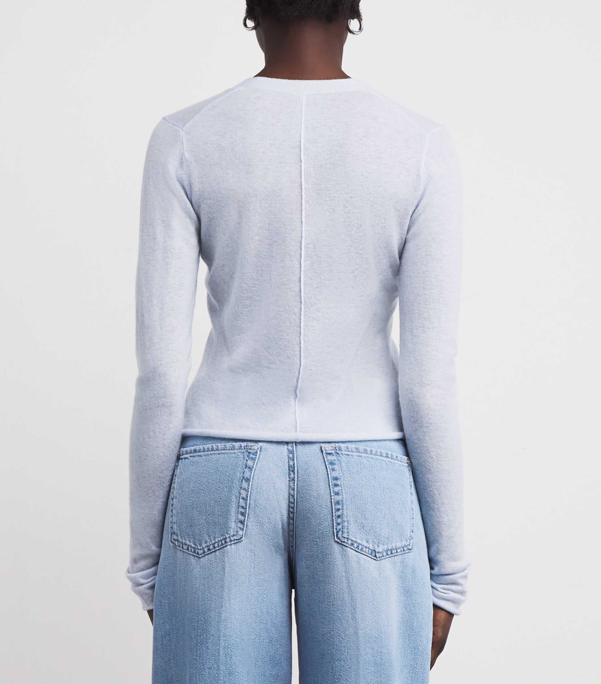 Blue Cashmere Sheer Cardigan