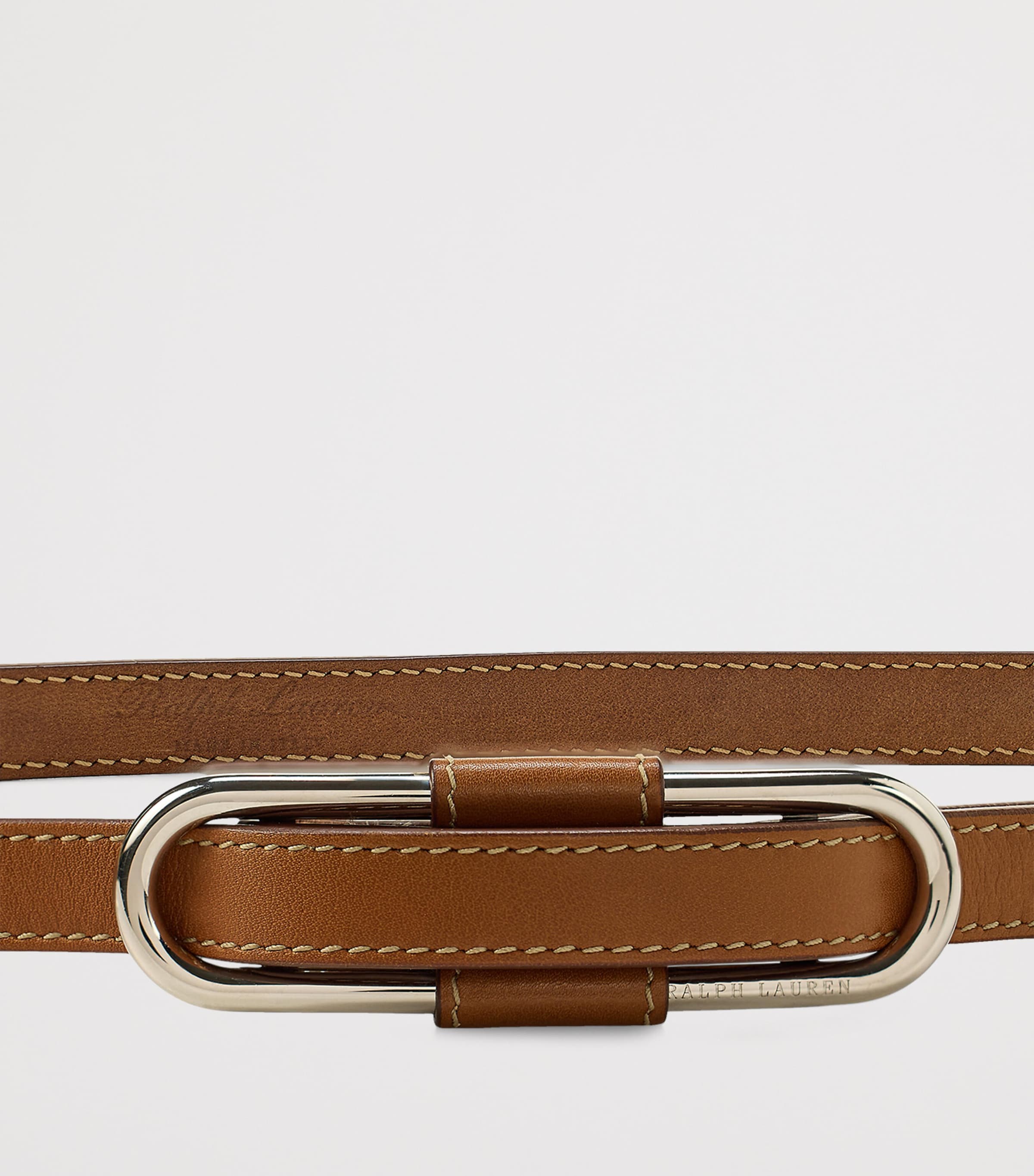Ralph Lauren Collection Gold Leather Oval-Buckle Belt