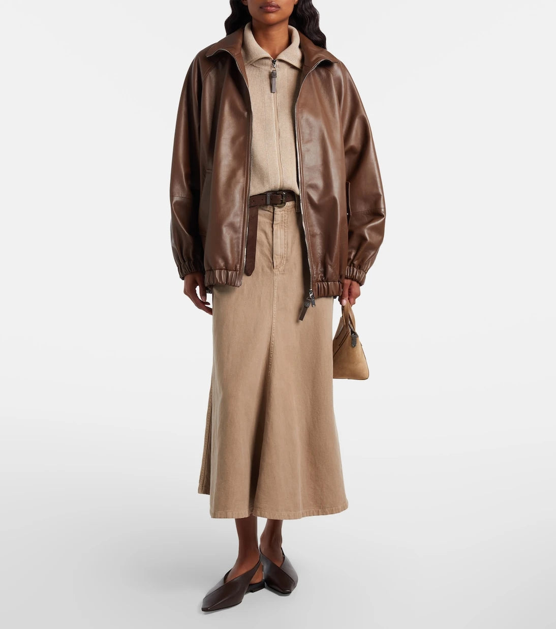 Brunello Cucinelli - Leather slingback flats