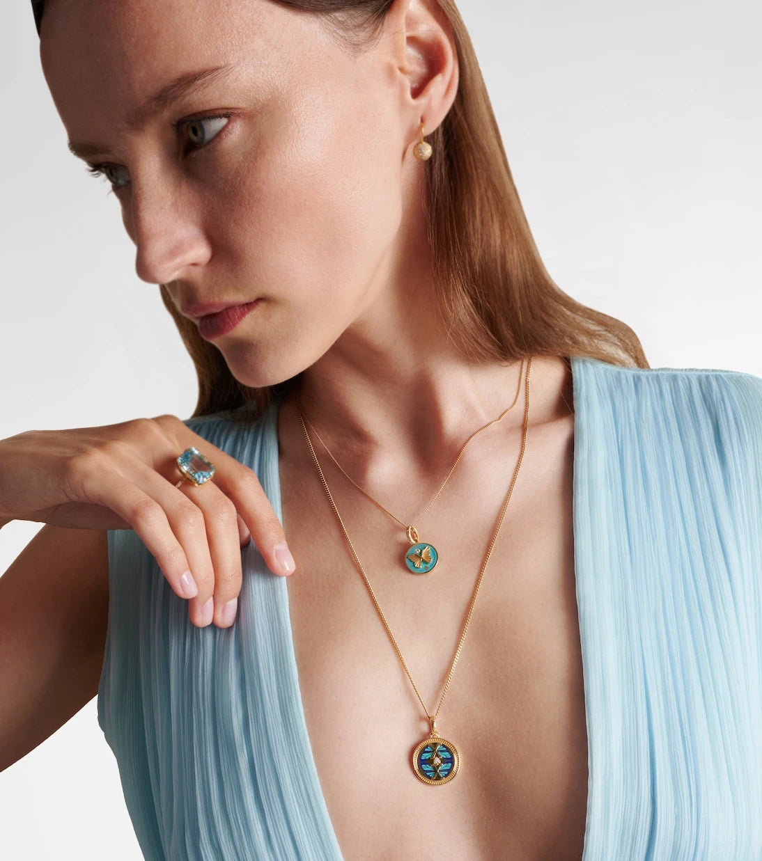 FoundRae - Reverie Medium 18k gold and ceramic pendant with diamonds