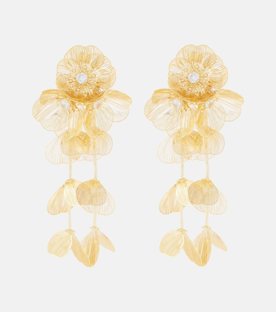 Self-Portrait - Embellished gold-plated clip-on earrings