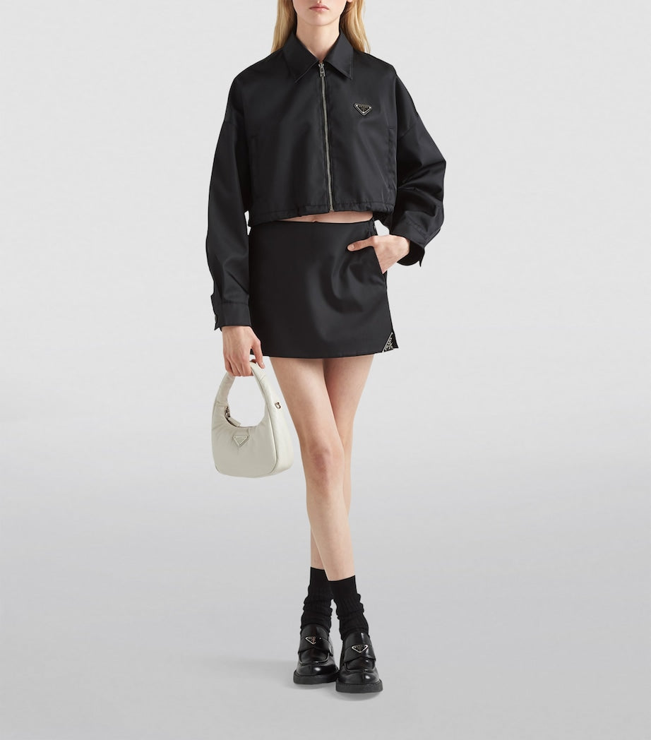 Prada Black Crop Collared Re-Nylon Jacket