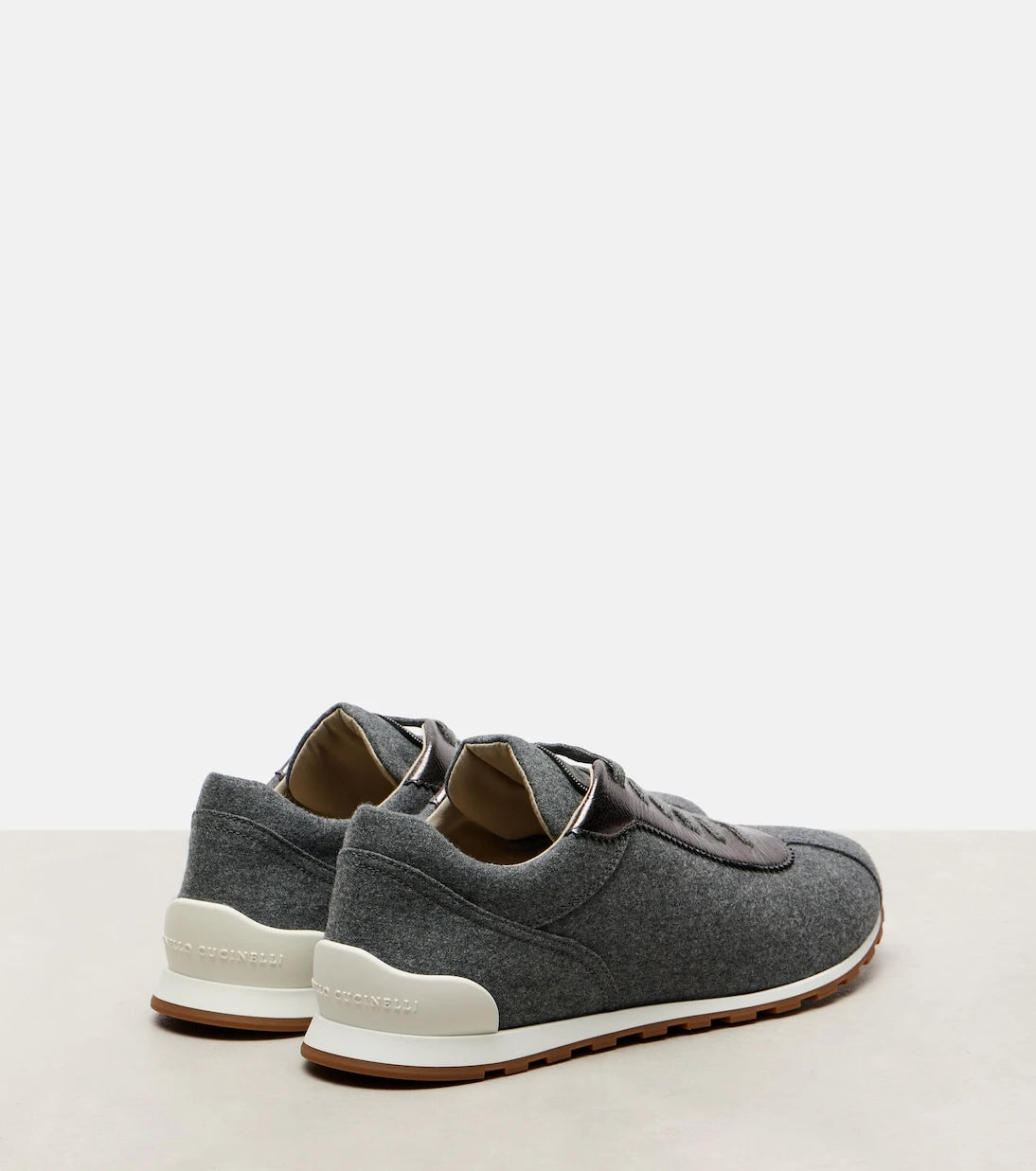 Brunello Cucinelli - Leather-trimmed felt sneakers