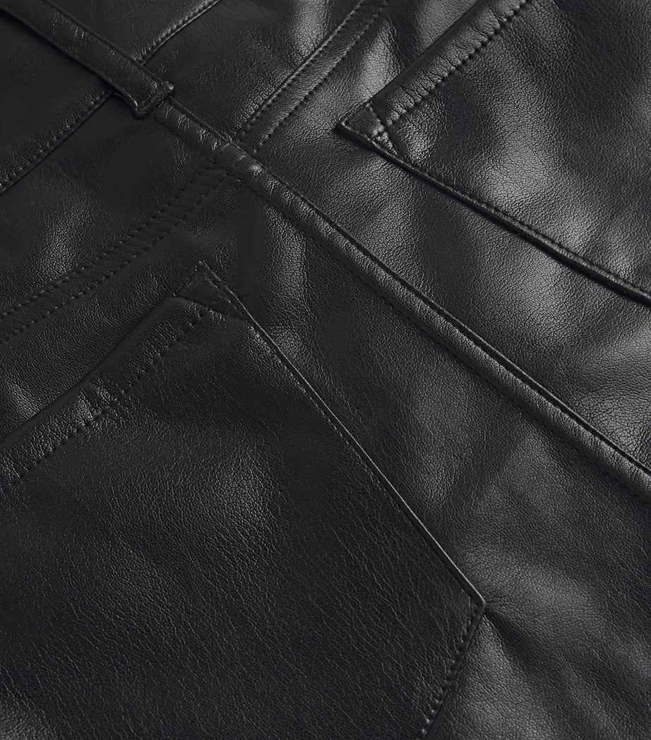 Alice+Olivia Black Faux Leather Laika Mini Skirt