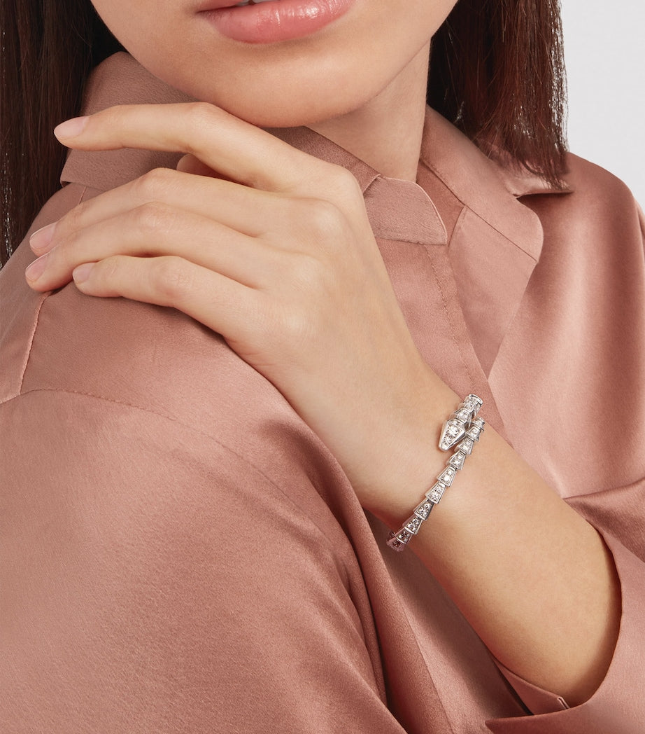 Small White Gold and Diamond Serpenti Viper Bracelet