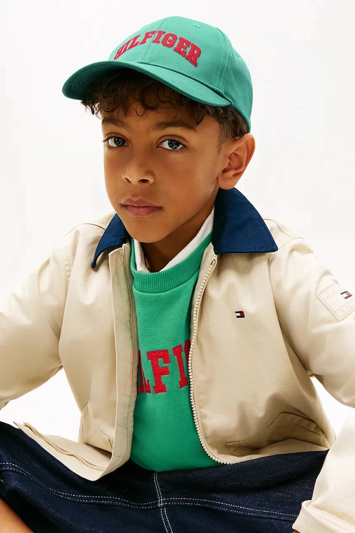 Tommy Hilfiger çocuk pamuklu siperlikli şapka
