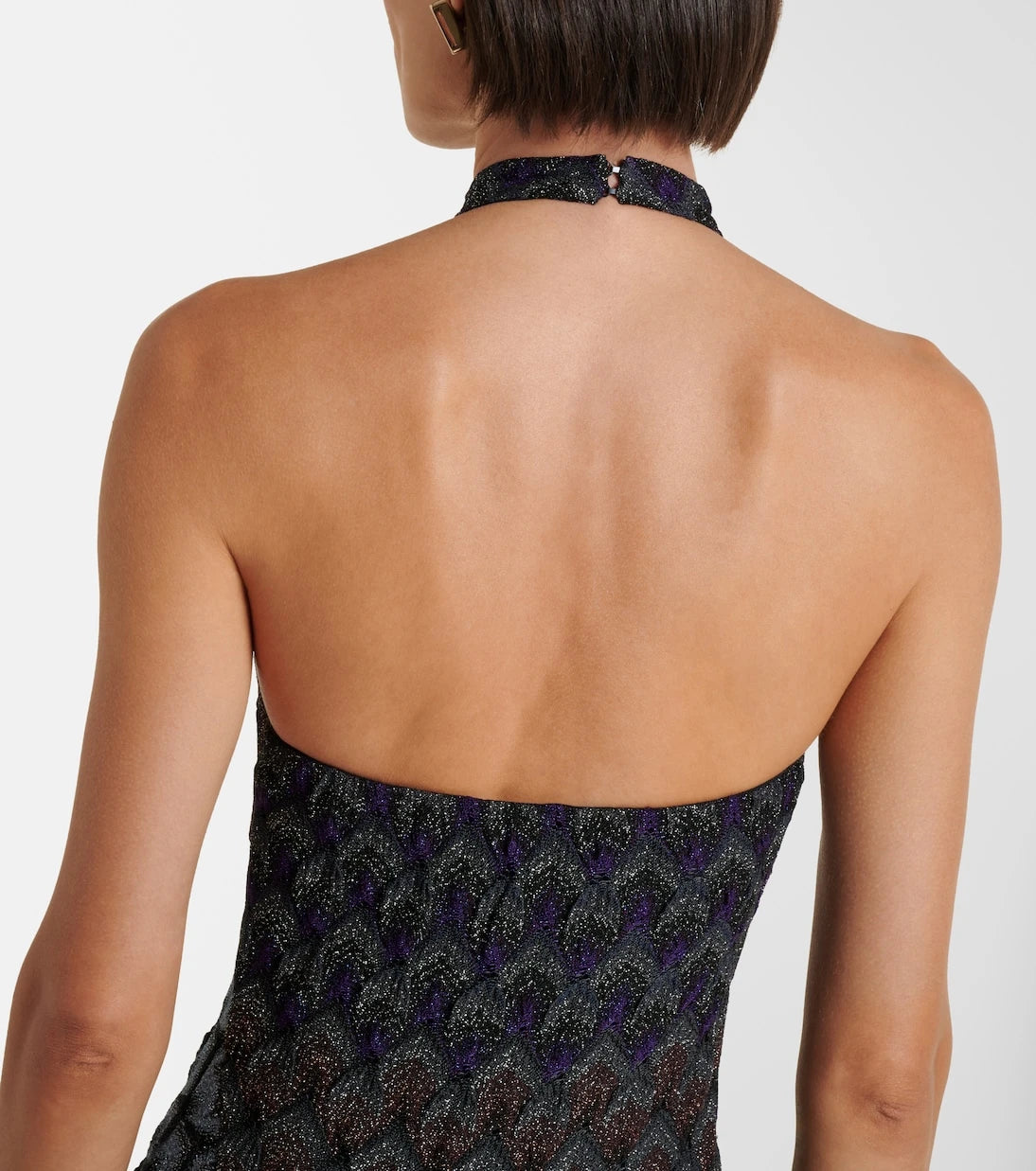 Missoni - Halterneck knitted lamé gown