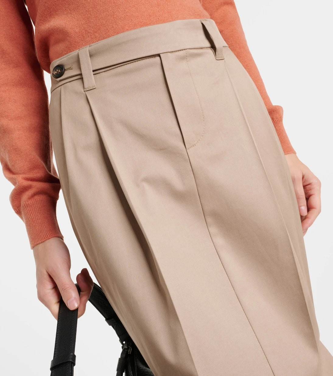 Brunello Cucinelli - Pleated low-rise cotton-blend maxi skirt