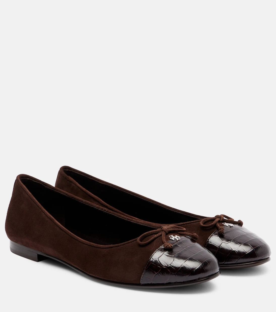 Tory Burch - Cap Toe croc-effect suede ballet flats