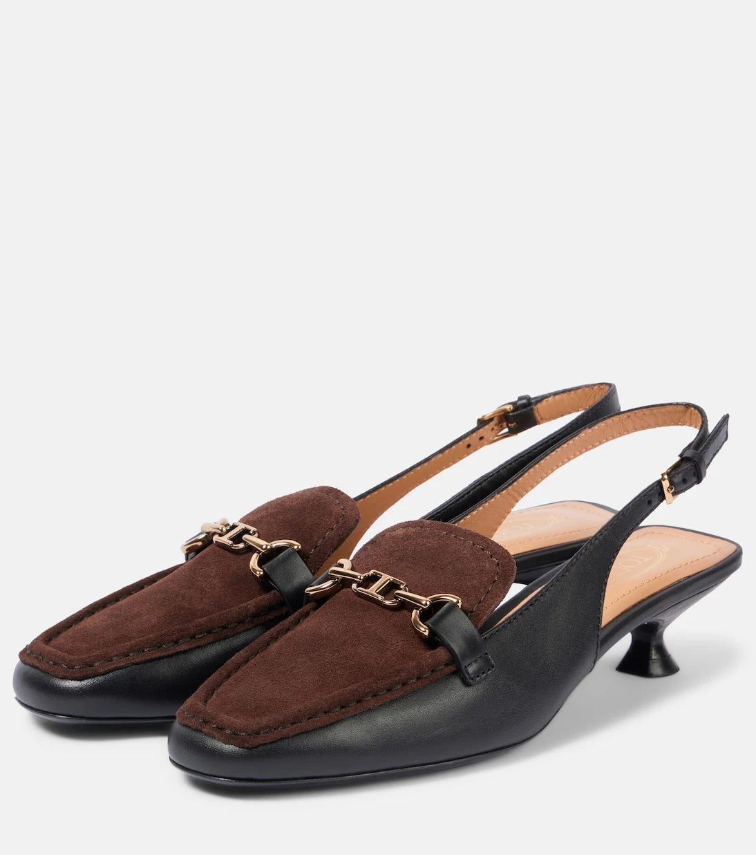 Tod's - 35 leather slingback loafer pumps