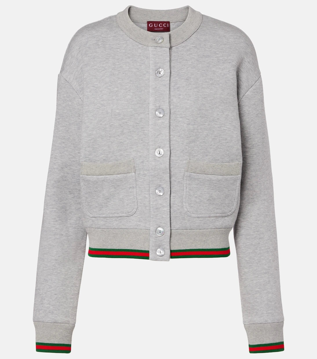Gucci - كارديجان من مزيج القطن والجرسي بنمط ويب سترايب