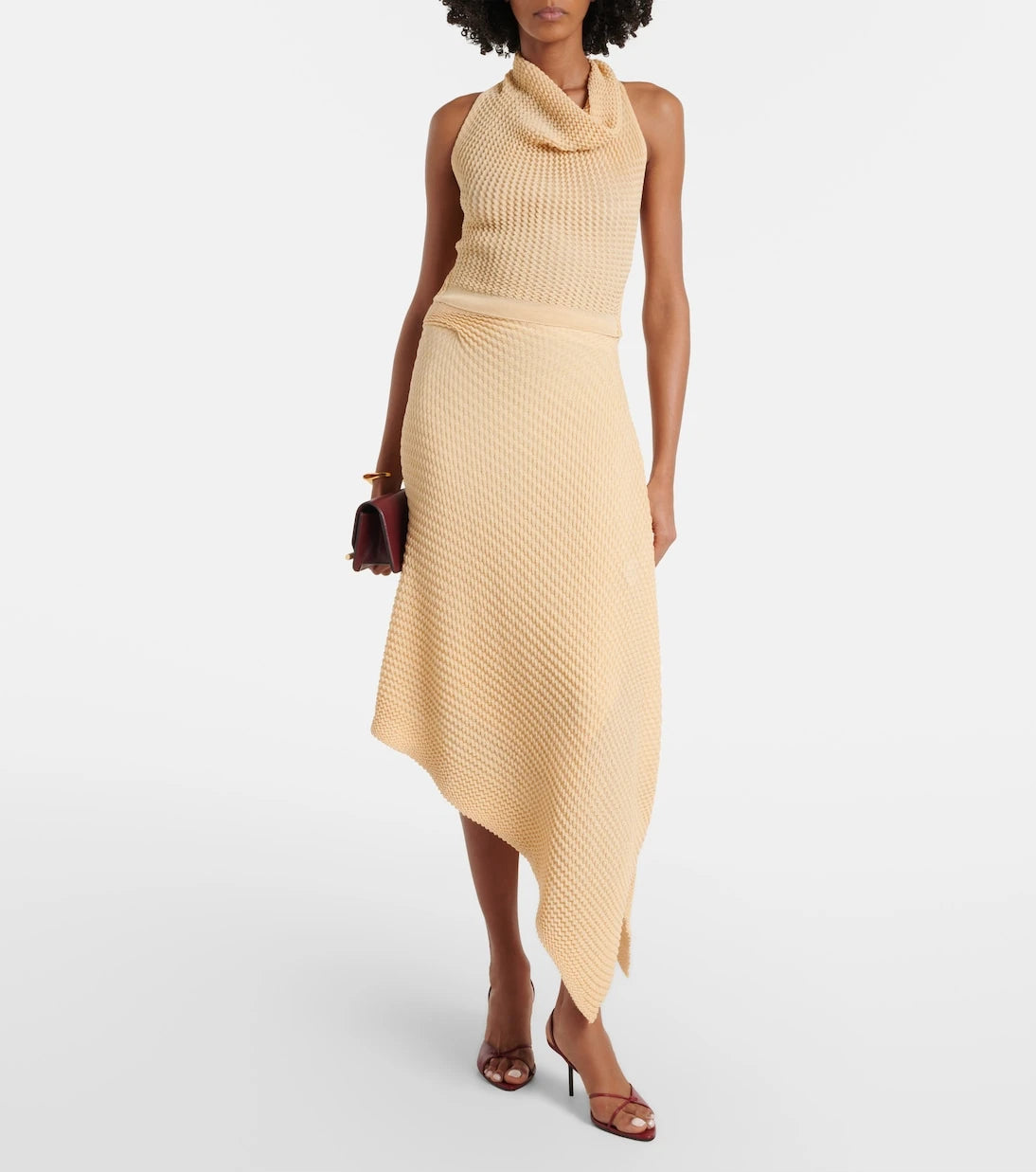 Victoria Beckham - Draped knitted cotton-blend crop top
