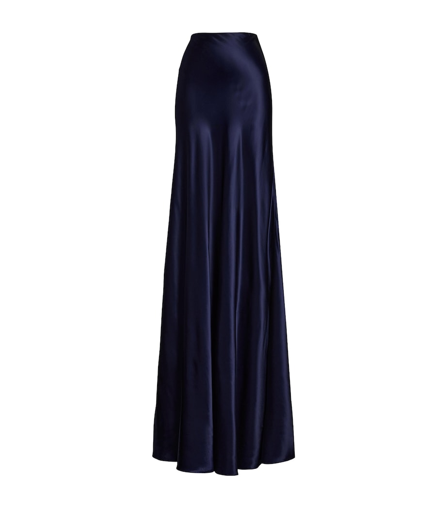 Ralph Lauren Collection Navy Satin Masina Maxi Skirt