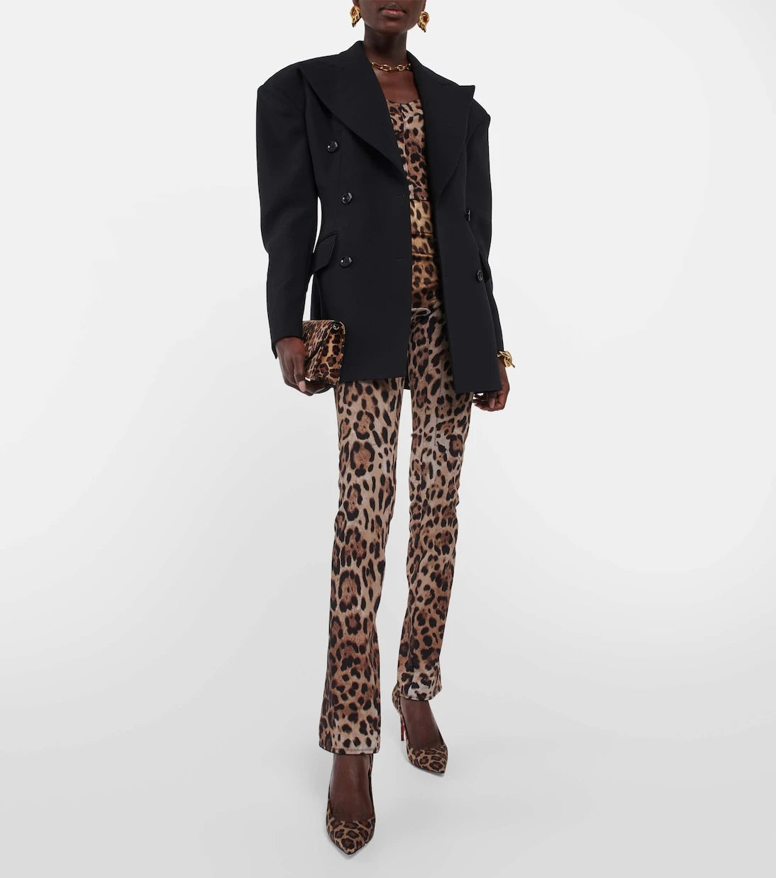 Christian Louboutin - Loubi54 leopard-print satin clutch