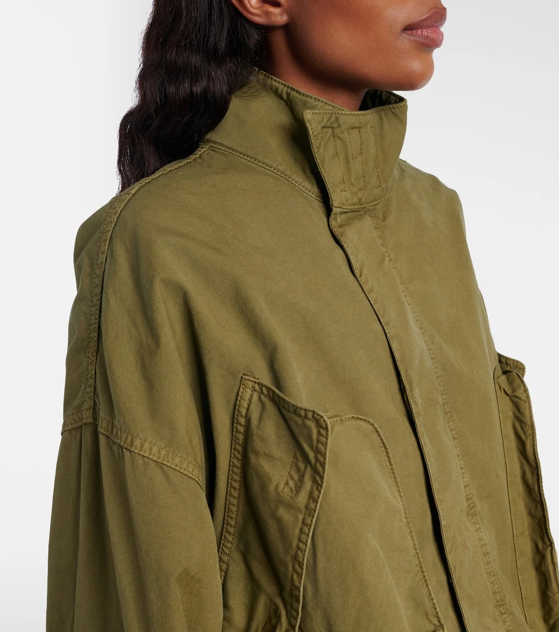 The Attico - Leather-trimmed cotton jacket