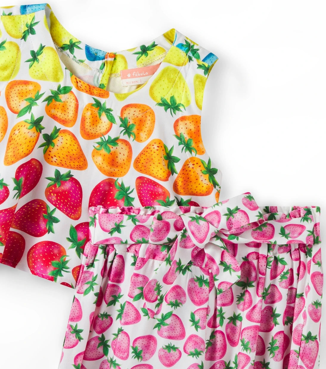 Fábula - Morango Rainbow top and pants set