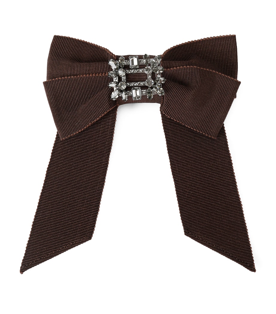 Roger Vivier Brown Embellished Bow Hair Clip