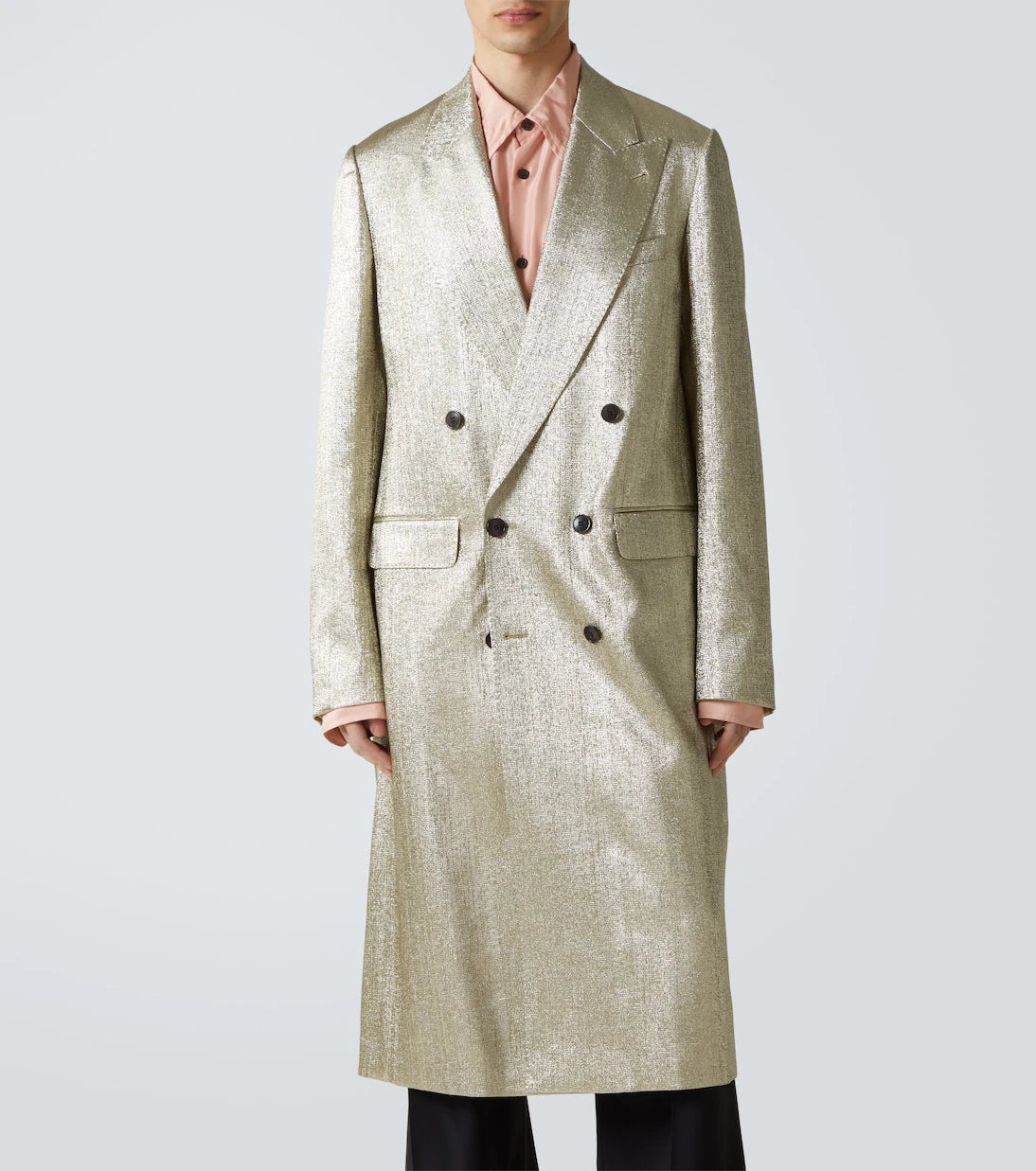 Dries Van Noten - Double-breasted lamé coat