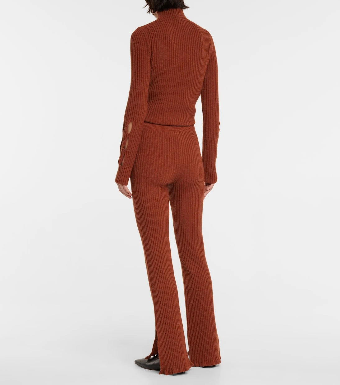 Victoria Beckham - Ribbed-knit wool-blend flared pants