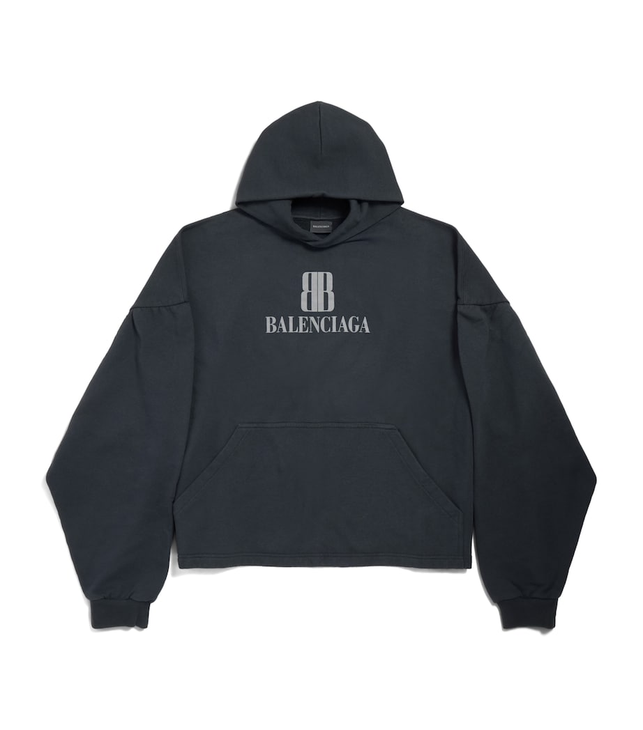 Black Cotton Logo Hoodie