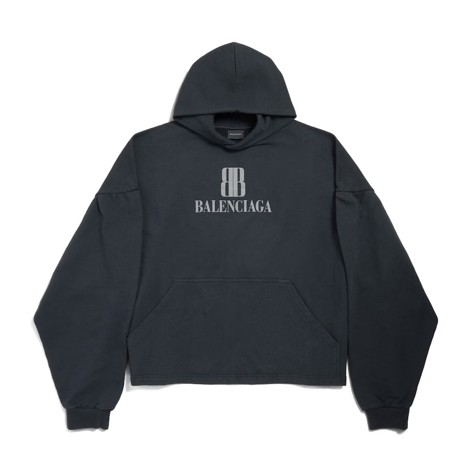 Black Cotton Logo Hoodie