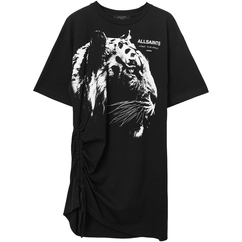 AllSaints Black Organic Cotton Ivana Naiema T-Shirt Dress