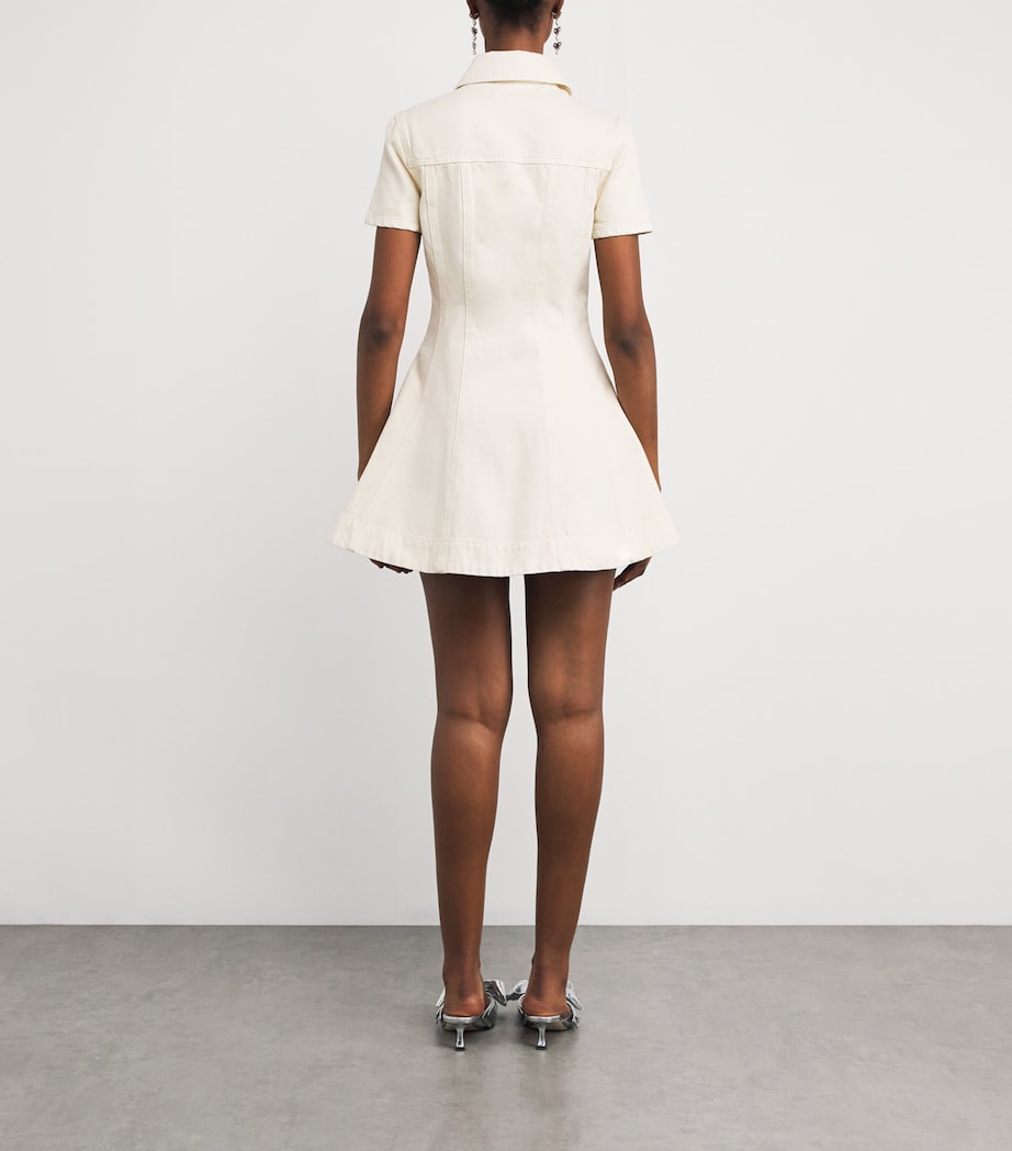 Self-Portrait Denim Crystal-Trim Mini Dress CREAM