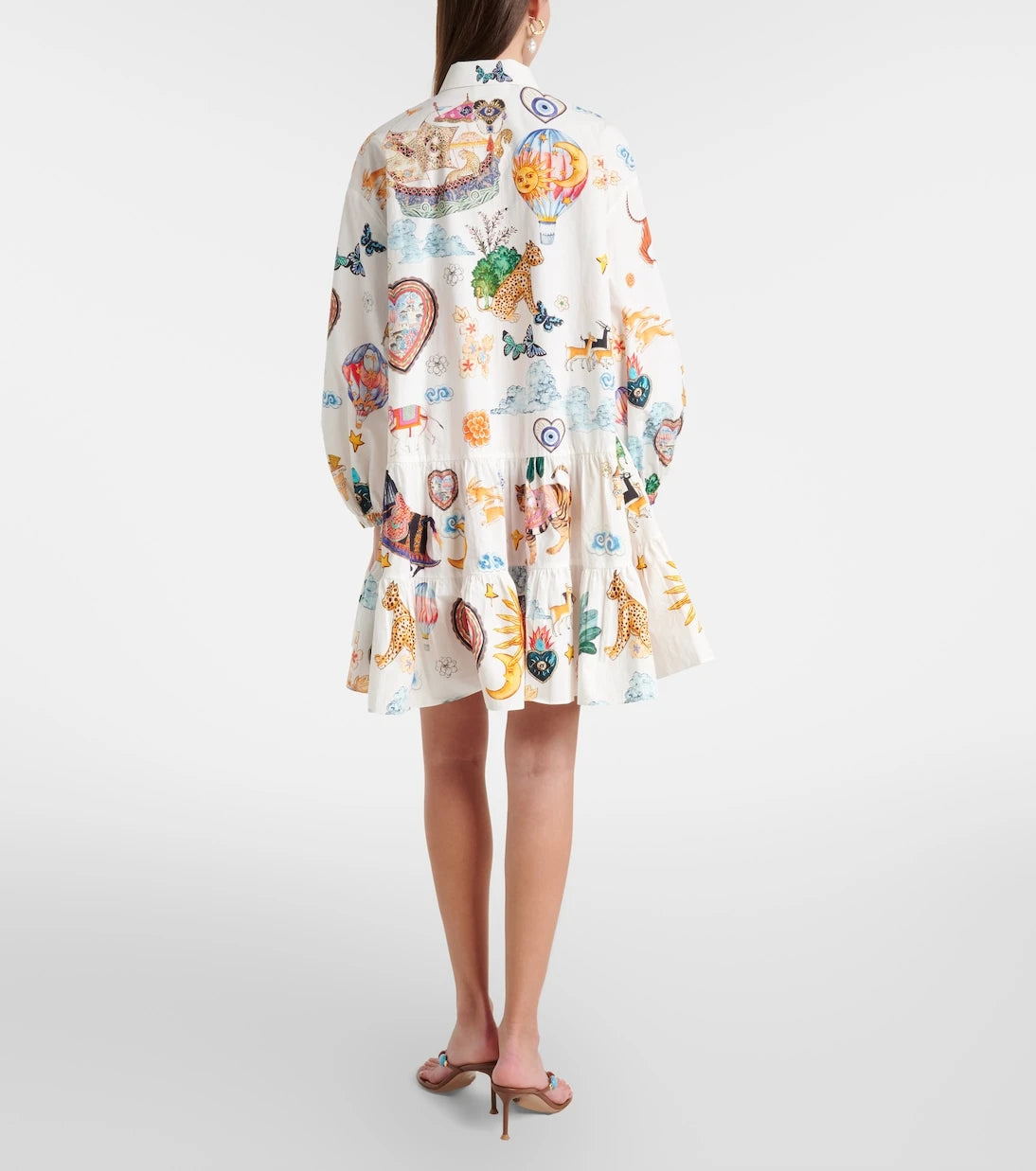 Camilla - Printed embellished cotton minidress