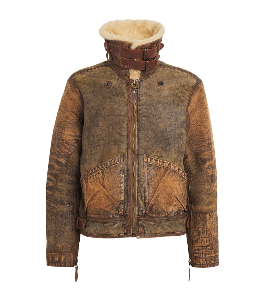 Polo Ralph Lauren Brown Shearling Bomber Jacket