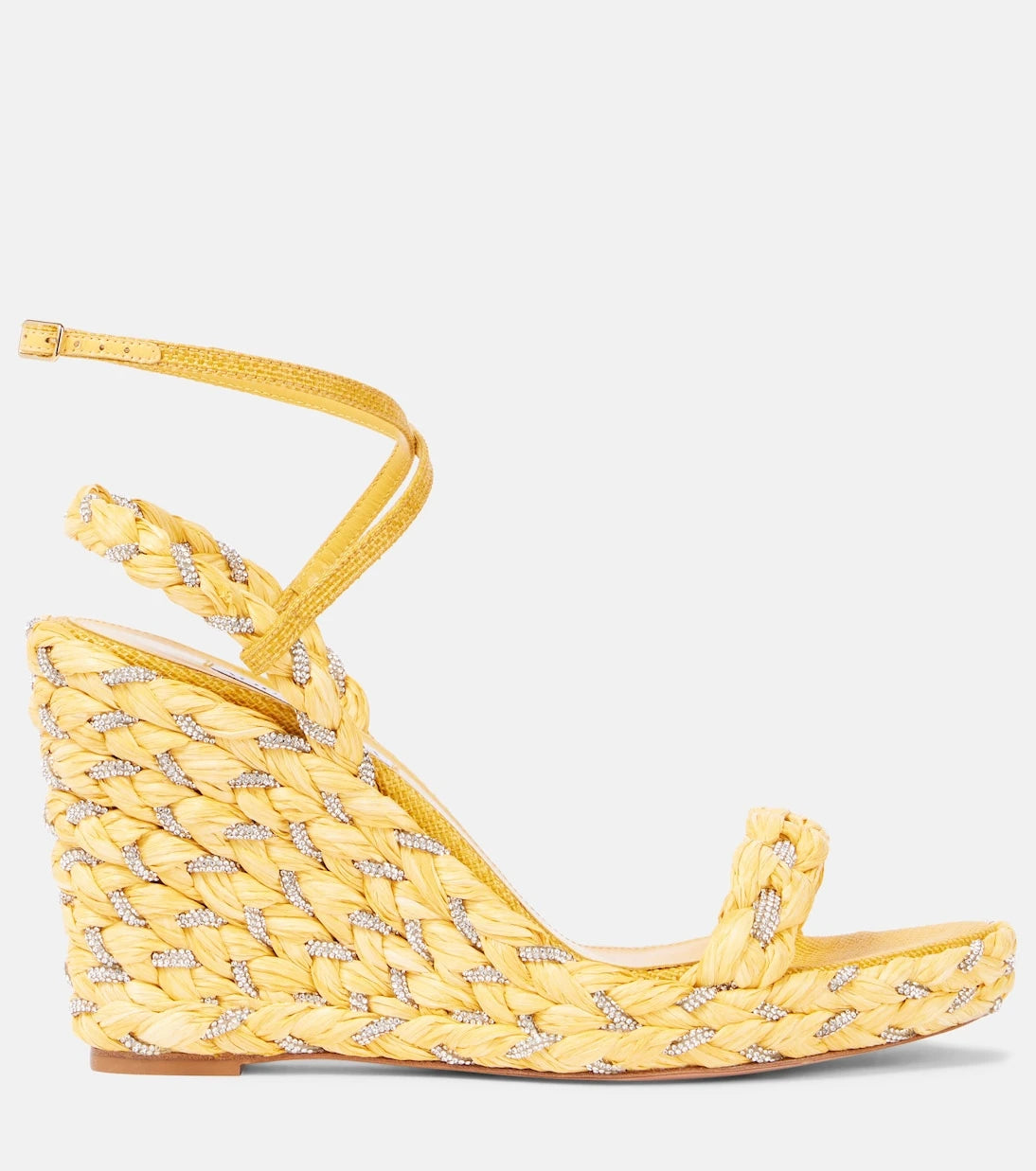 Aquazzura - Costiera Crystal raffia espadrille wedges