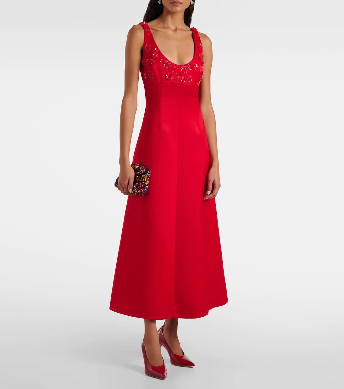 Emilia Wickstead - Abella embellished satin midi dress