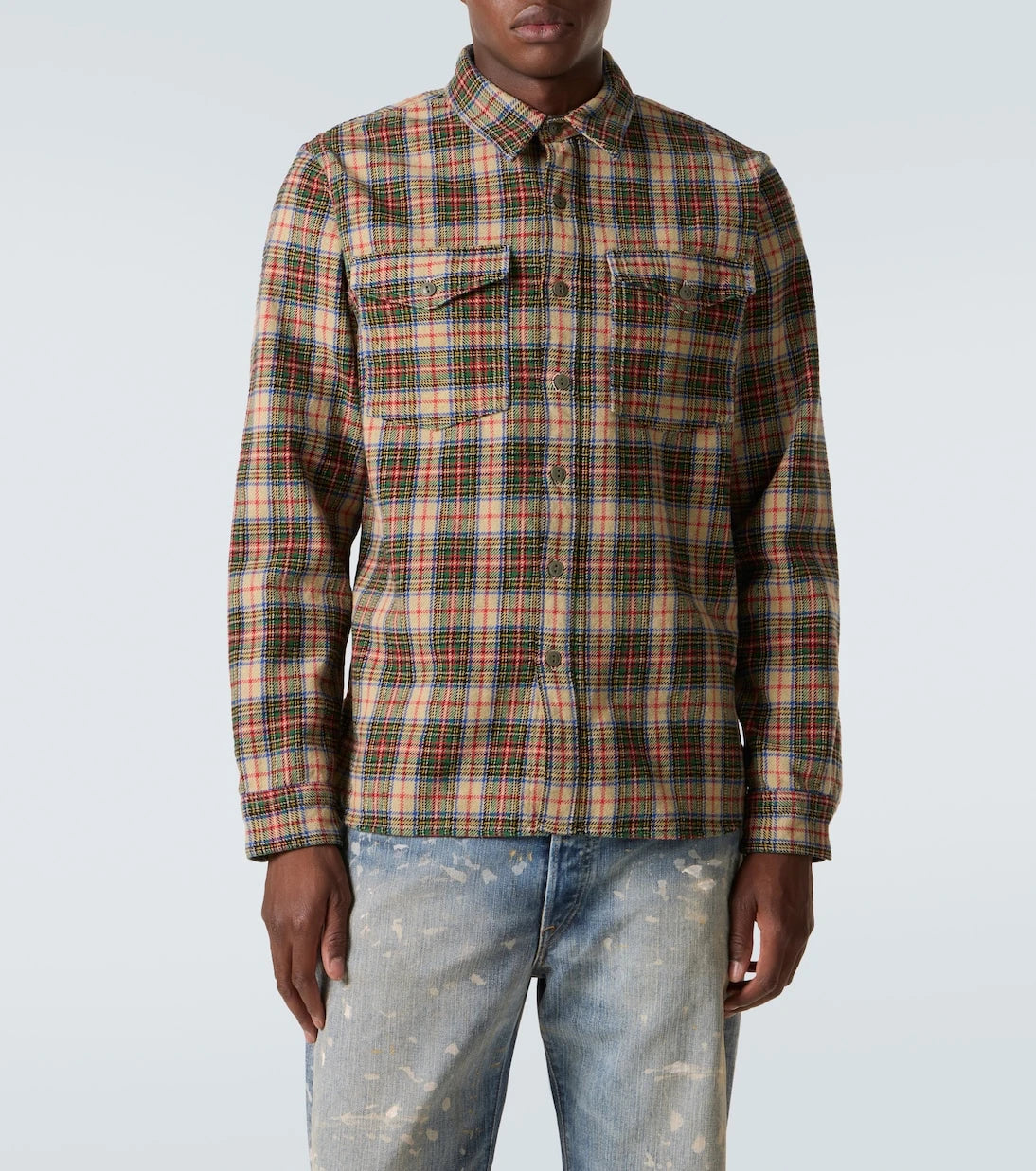 RRL - Plaid wool and cotton-blend twill shirt