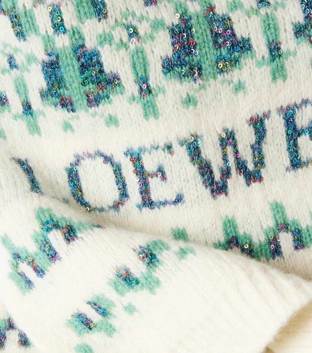 Loewe - Logo sequined wool-blend jacquard scarf
