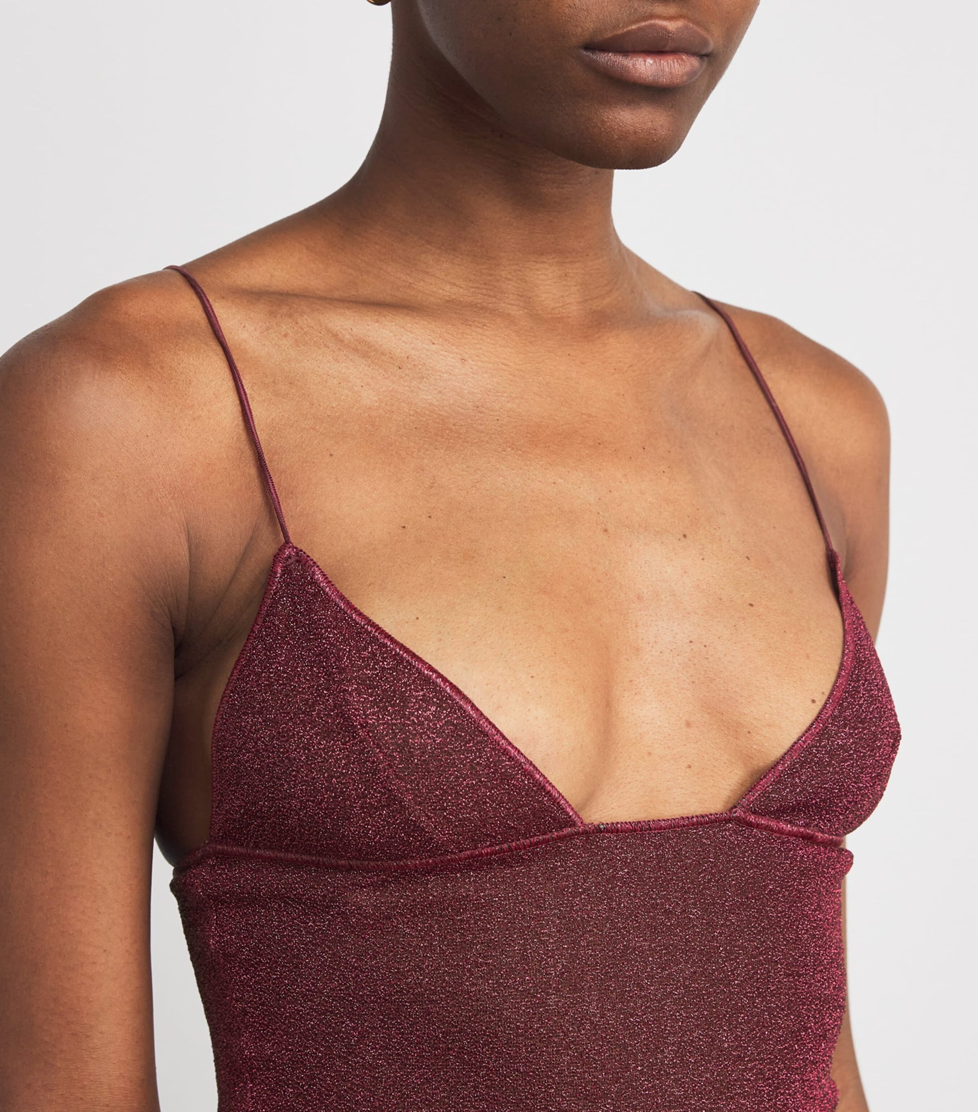 Oséree Burgundy Lumière Feather Mini Dress