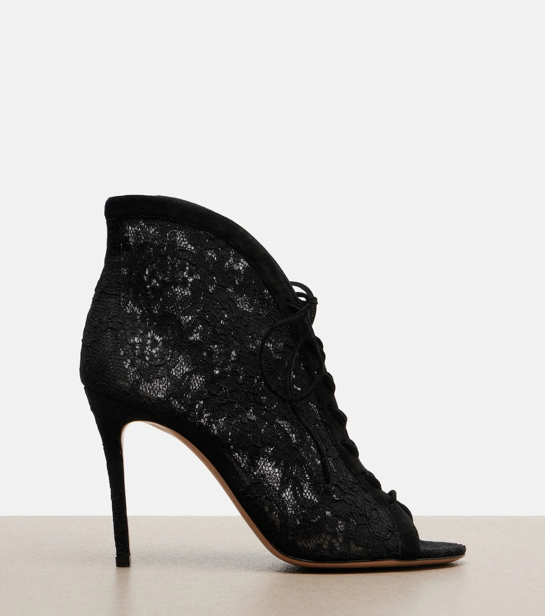 Gianvito Rossi - Suede-trimmed lace pumps