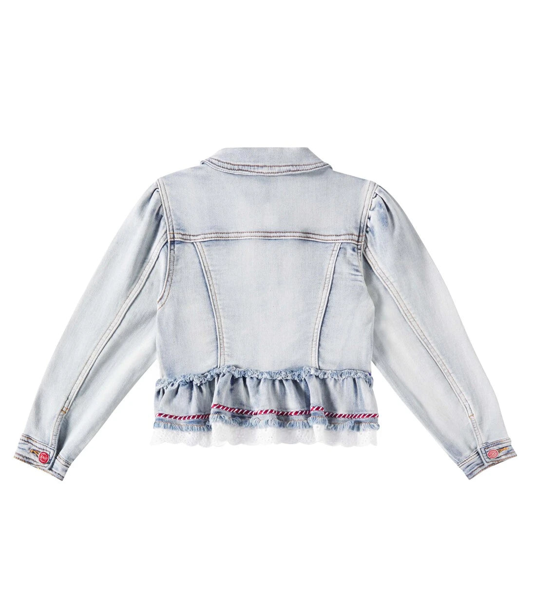 Monnalisa - Fırfırlı dantel detaylı denim ceket