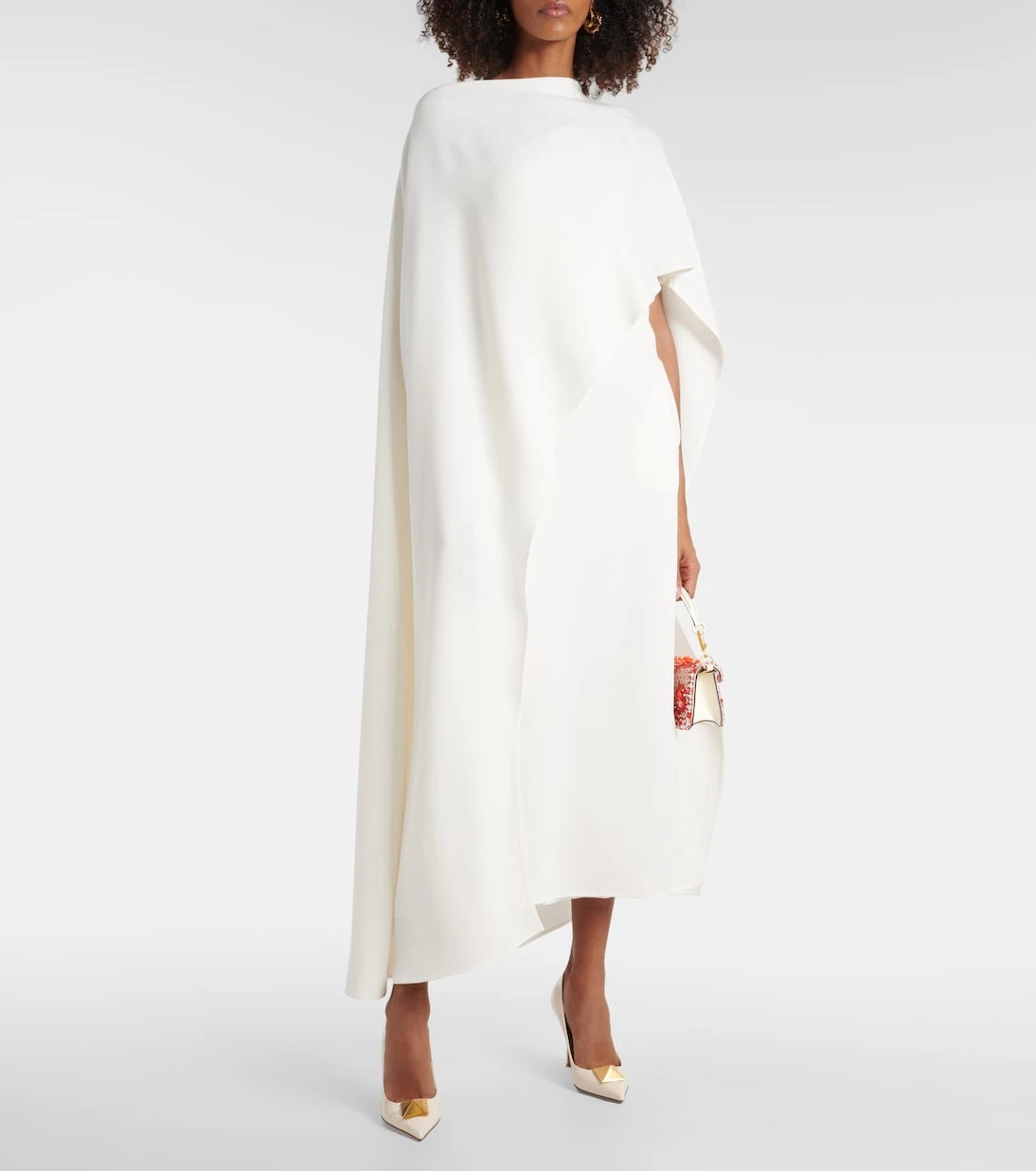 Valentino - Caped asymmetric silk midi dress