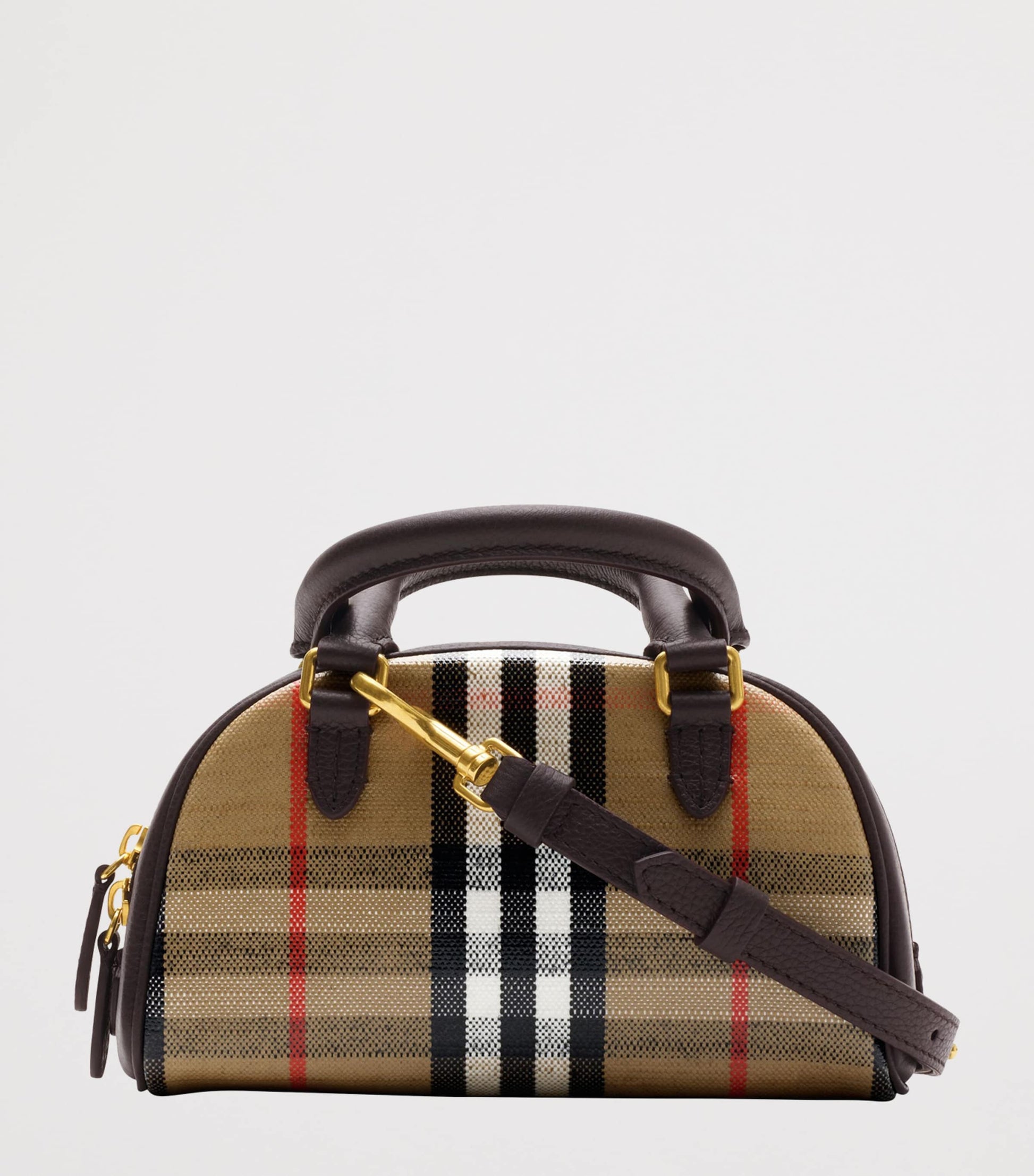 Burberry Beige Mini Canvas Highlands Bowling Bag