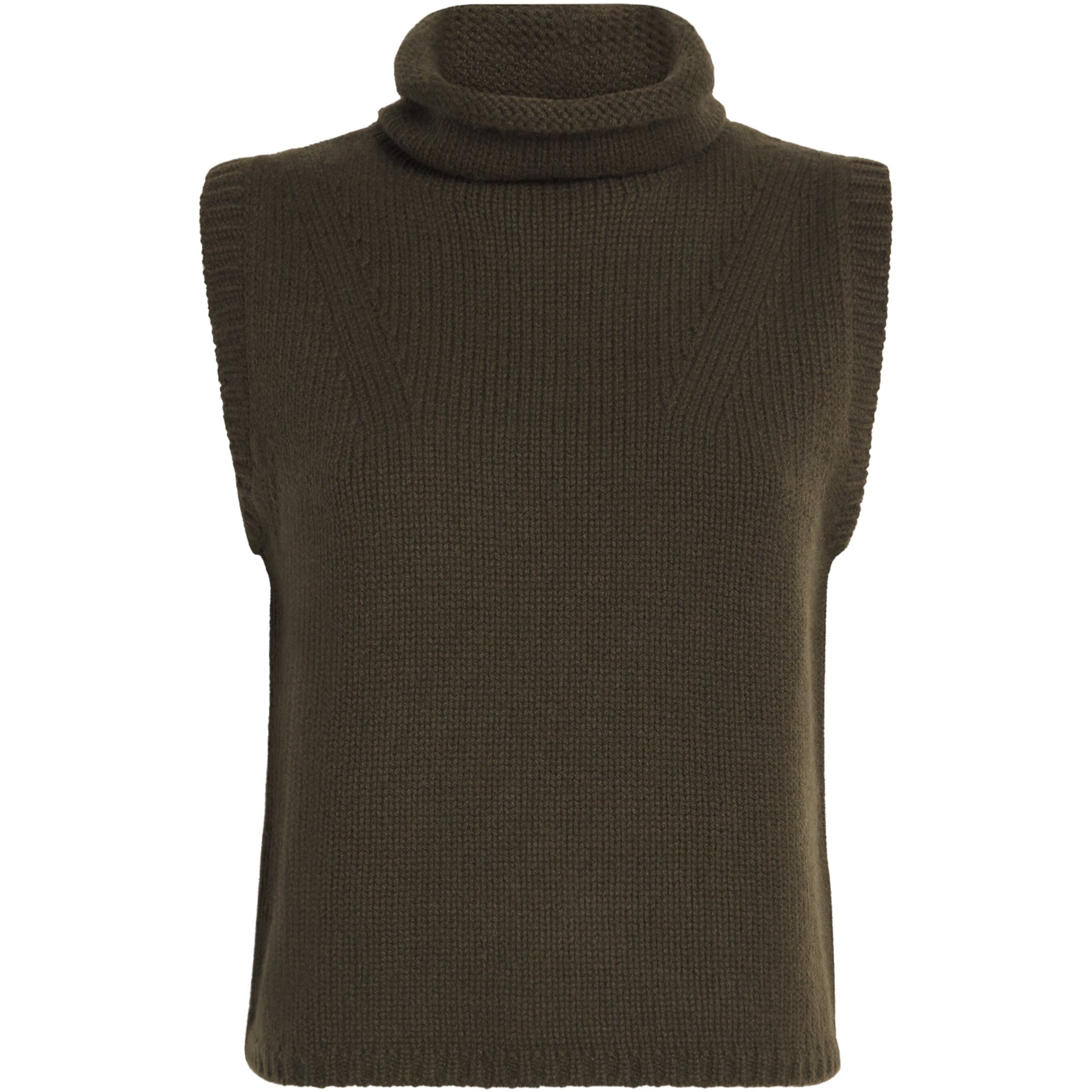 Green Cashmere Rollneck Sweater Vest