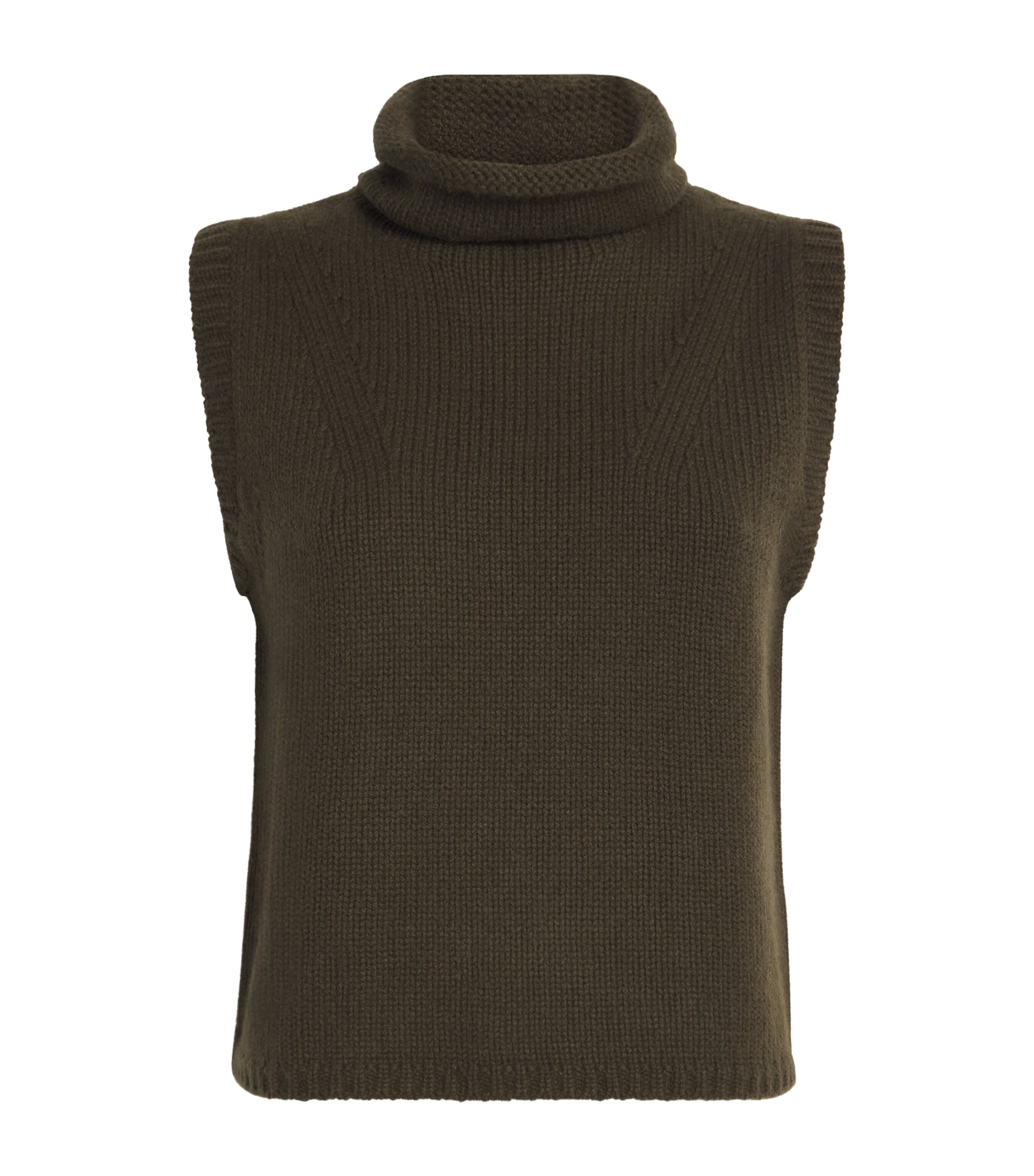 Green Cashmere Rollneck Sweater Vest