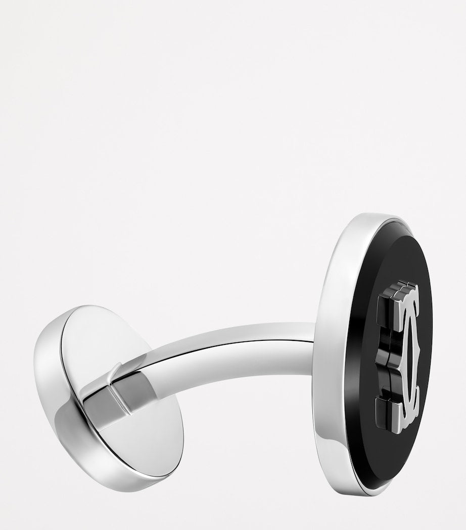Sterling Silver Double C de Cartier Cufflinks
