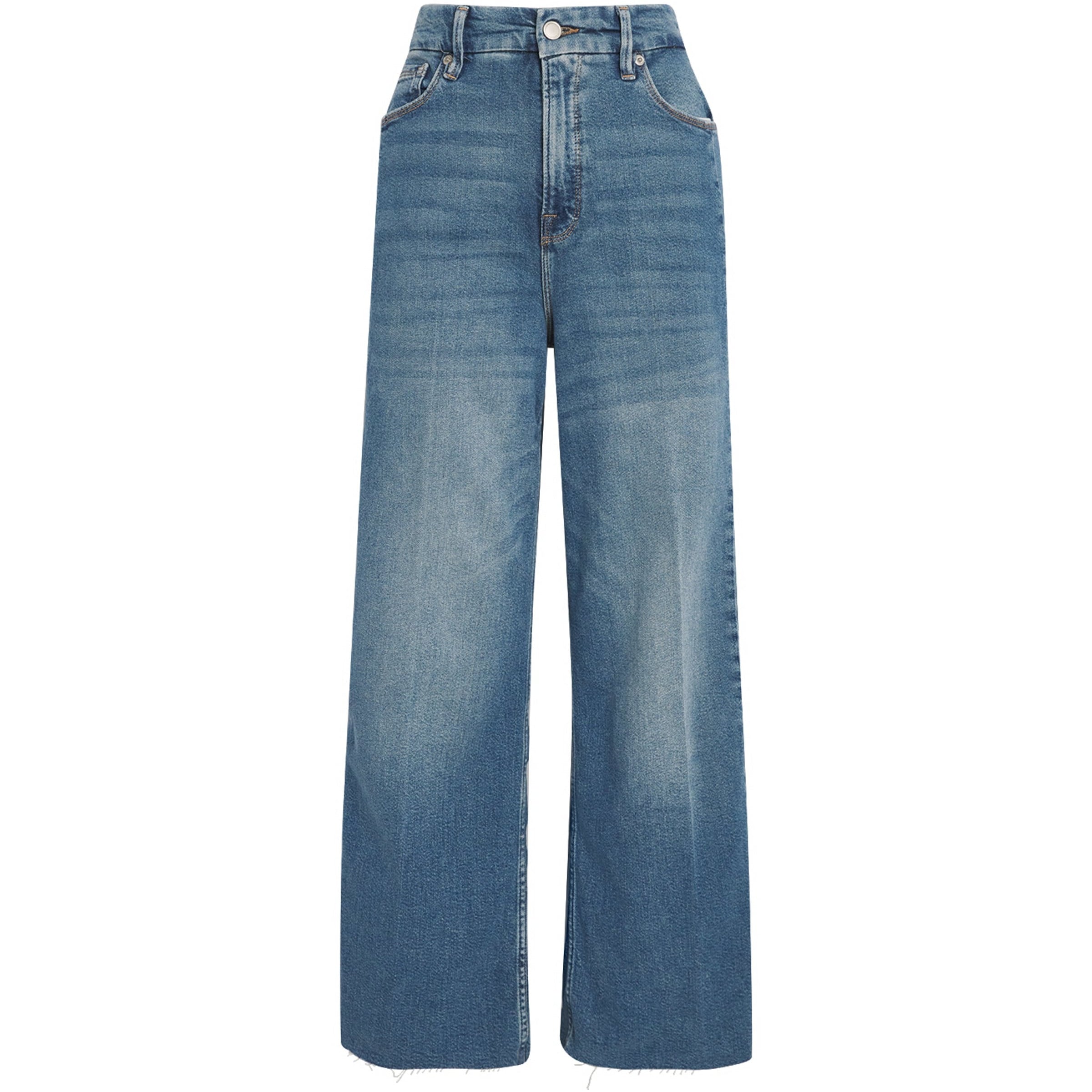 Good American Blue Good Skate Cropped Wide-Leg Jeans