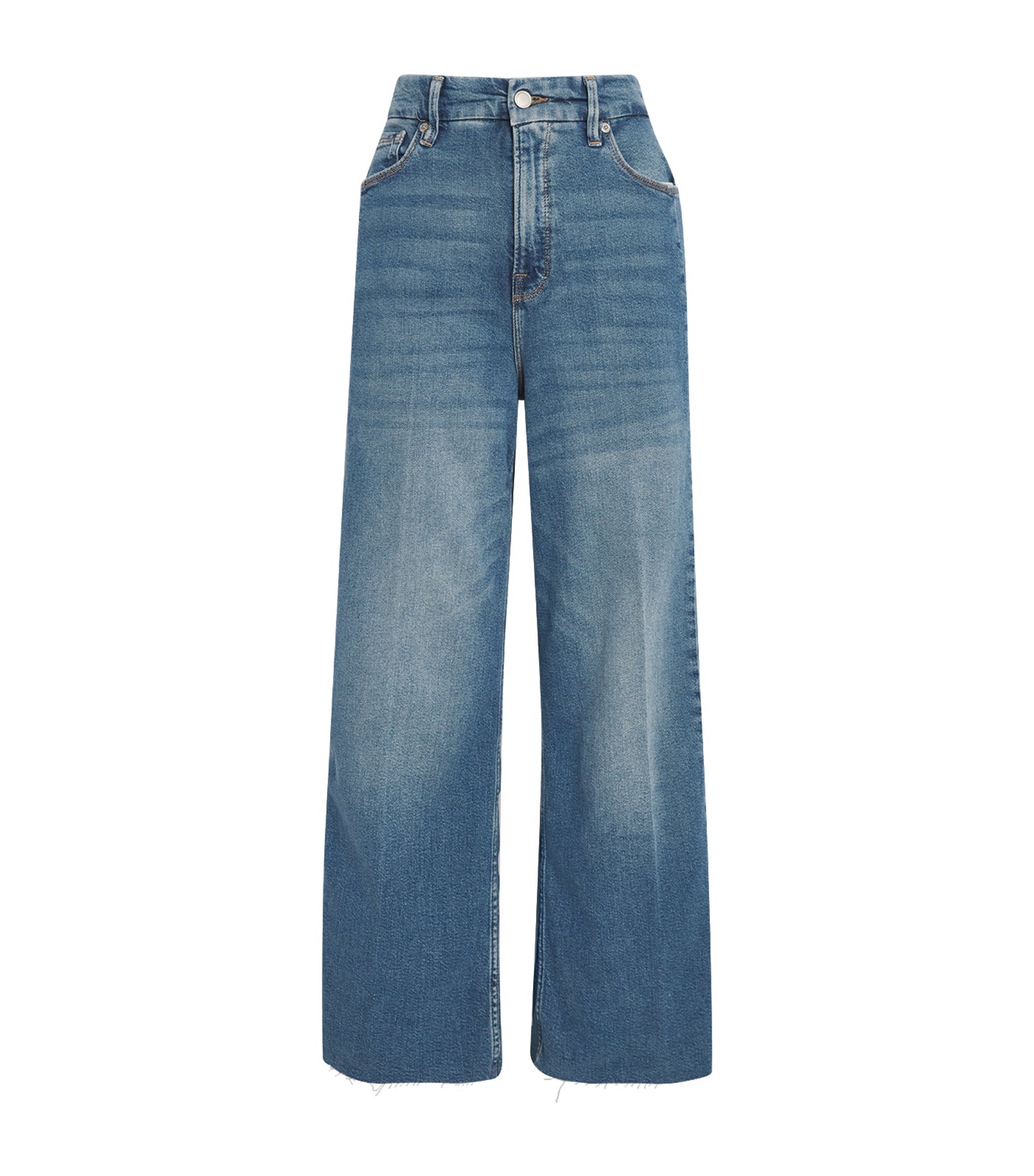 Good American Blue Good Skate Cropped Wide-Leg Jeans